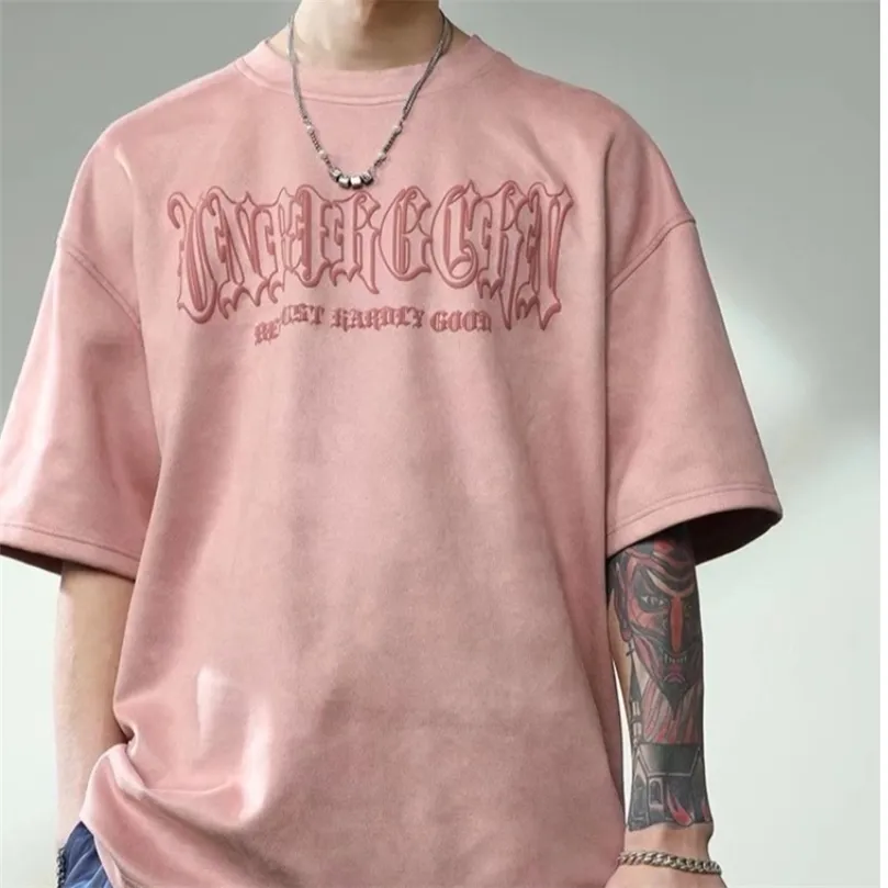 قميص مون جرافيك لرجال نساء harajuku pink tshirt الصيف قصير الأكمام قميص الشارع الشارع زوجين أعلى الملابس الضخمة 220607