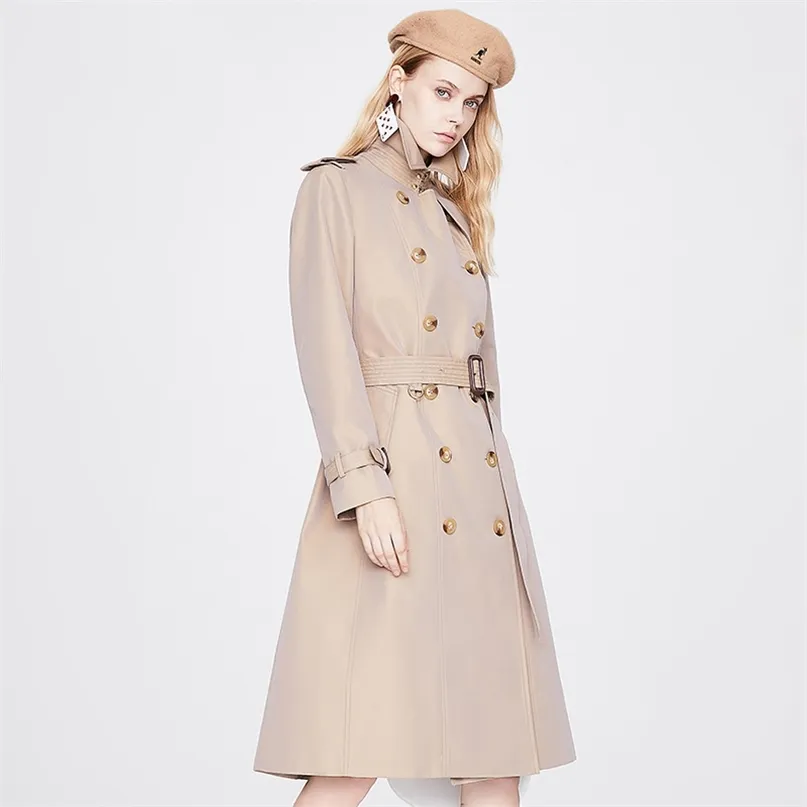 Trench lungo doppiopetto da donna primaverile ed estivo Cappotto alla moda alla moda con mantella sciolta tinta unita L220812