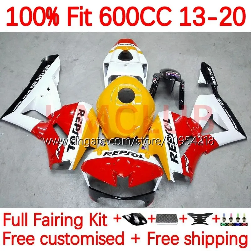 Injektionsmässa för Honda CBR 600RR CBR600 CBR 600 CC RR F5 13-20 147NO.19 CBR600RR 13 14 15 16 17 18 19 20 600cc 2013 2014 2015 2016 2017 2018 2019 2020 Body Repsol White