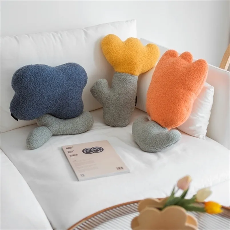 Joylove kussen ins schattige tulp bloem kussen teddy fluwelen vormige decoratie sofa speelgoed kussen nordic stijl tulip toy 220402