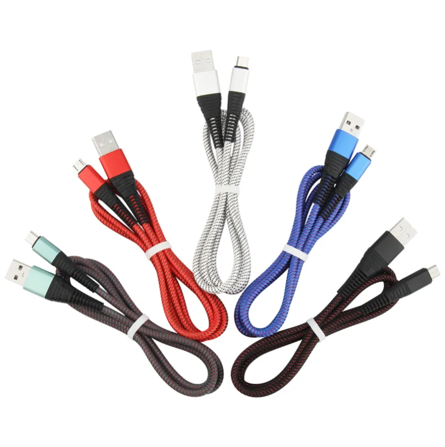 1m Hızlı Şarj USB Tip C Senkronizasyon Veri Kabloları Naylon Micro USB Kablosu Xiaomi HTC Samsung Cep Telefon Şarj Cordu