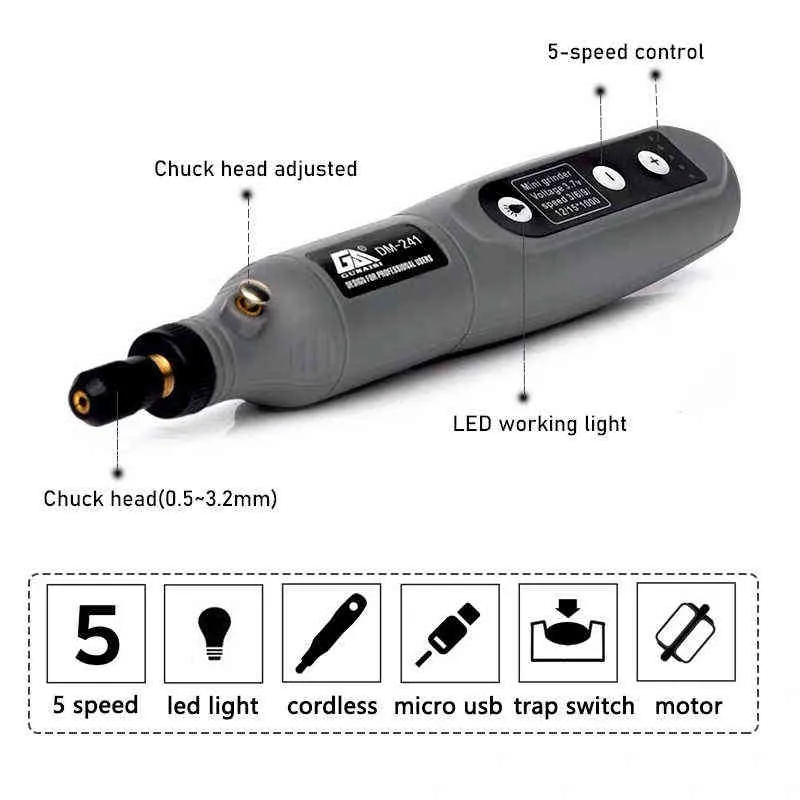 Sans fil électrique Mini meuleuse Rotary Tool Drill Kit 5 vitesses