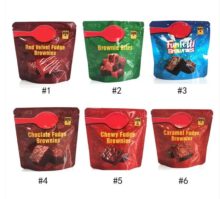 Infused Brow Nies Packaging Väskor 600 mg Cake Empty Che Wy Funf Etti Fud Ge Choc olate Caramel Bites Red Velvet