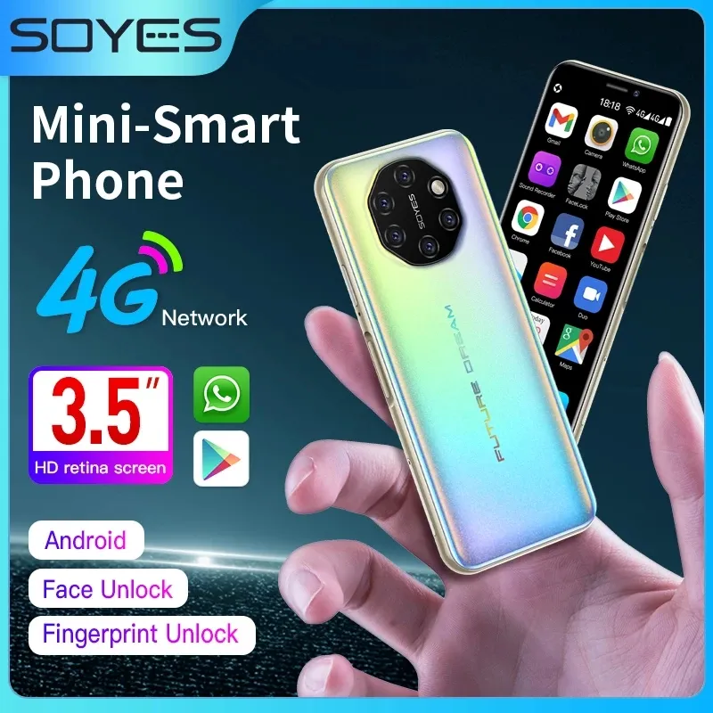 Original SOYES S10I Mini 4G LTE Network Android Smart Phone Google Playstore 64GB ROM Face ID Fingeravtryck olåst 2050mAh Dual Sim Mobiltelefon