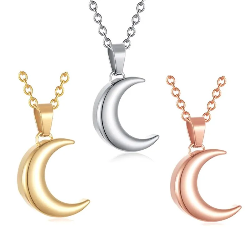 Collane con ciondolo Gioielli di cremazione per ceneri Collana con urna lunare Medaglioni commemorativi in acciaio inossidabile Ricordi - Kit di riempimento