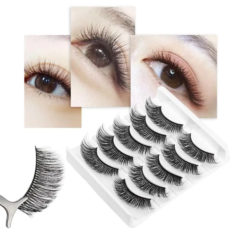 False Eyelashes Pairs Eye Makeup Tools Wispy Fluffy Multilayer Reusable 3D Faux Mink Hair Thick Cross Natural LongFalse
