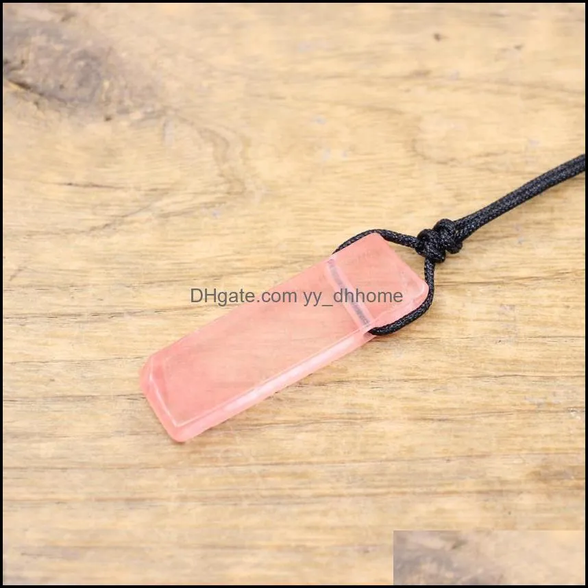 reiki chakra natural stone slice point pendants necklace healing amethyst rose quartz lapis labradorite women men rope chain yydhhome