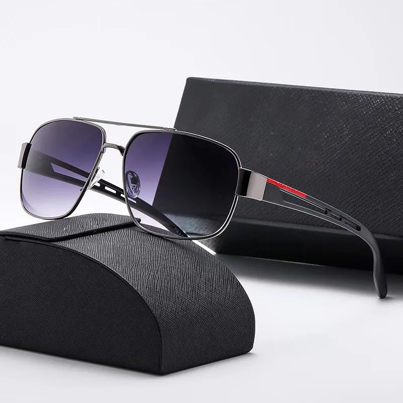 Neue luxuriöse ovale Sonnenbrille für Männer Designer Sommerfarben Polarisierte Brille Schwarze Vintage übergroße Sonnenbrille von Frauen Männlicher Sonnenbrille mit Kasten