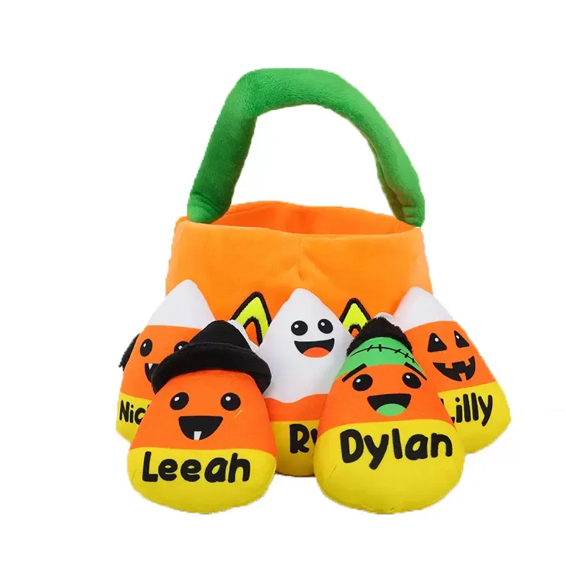 Halloween Plush Dolls Room Decoration Funny Candy Pumpkin Basket Halloween Bat Figure Decor Plushies