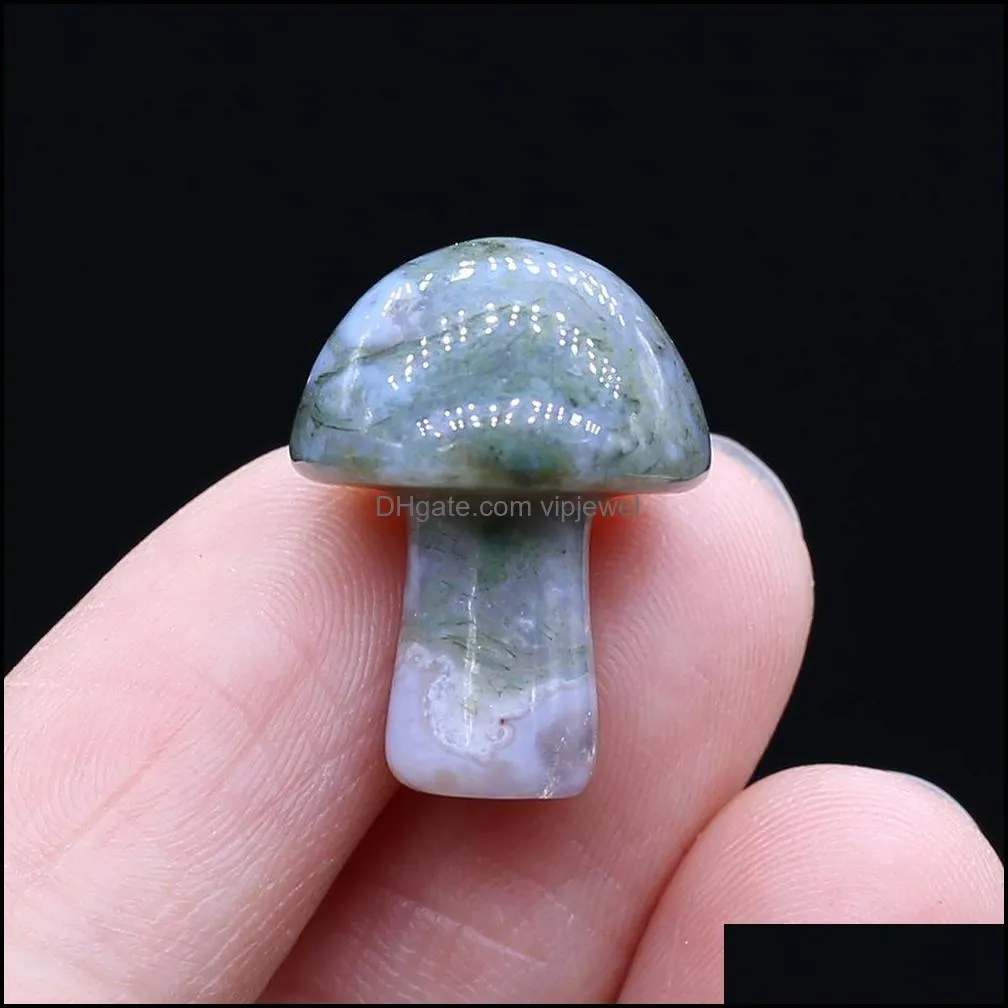 fashion semi-precious stone glass crystal ornament mushroom charm loose beads for plant decoratio vipjewel