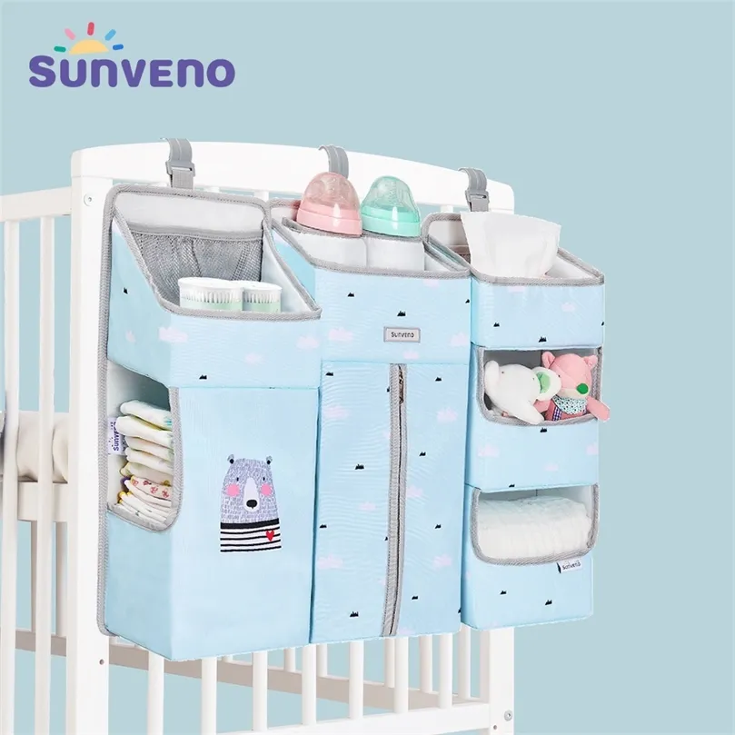 Sunveno Organizzatore per culla per culla, borsa da appendere per neonati, abbigliamento per bambini, organizer per biancheria da letto, pannolini, borsa per pannolini 220531