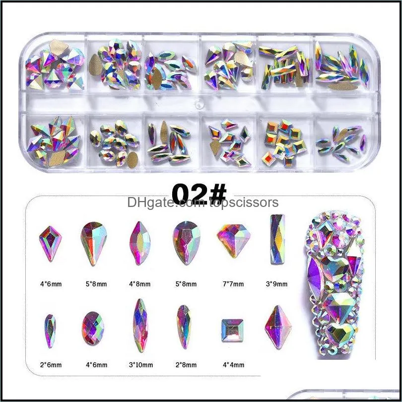 1 Box Nails Decoration FlatBack Multi-size Glass Crystals AB Rhinestone Nail Art Craft Crystal 3D Decor Flat Back Rhinestones