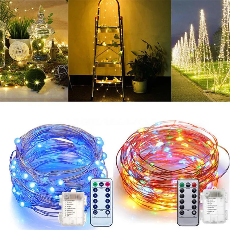 Strings Music Control Led Light Chain Copper Wire LEDs String Lights 12 Modes Fairy Lighting For Christmas Wedding Party Home DecLED Strings