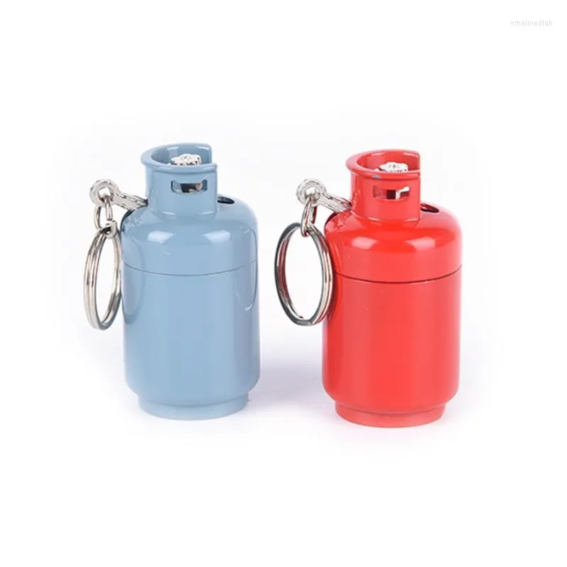 Keychains Mini Gas Cylinder Shaped Lovely Key Chain Refillable Butane Cigarette Flame Lighter For Man NO Till U Fill GiftKeychains Emel22