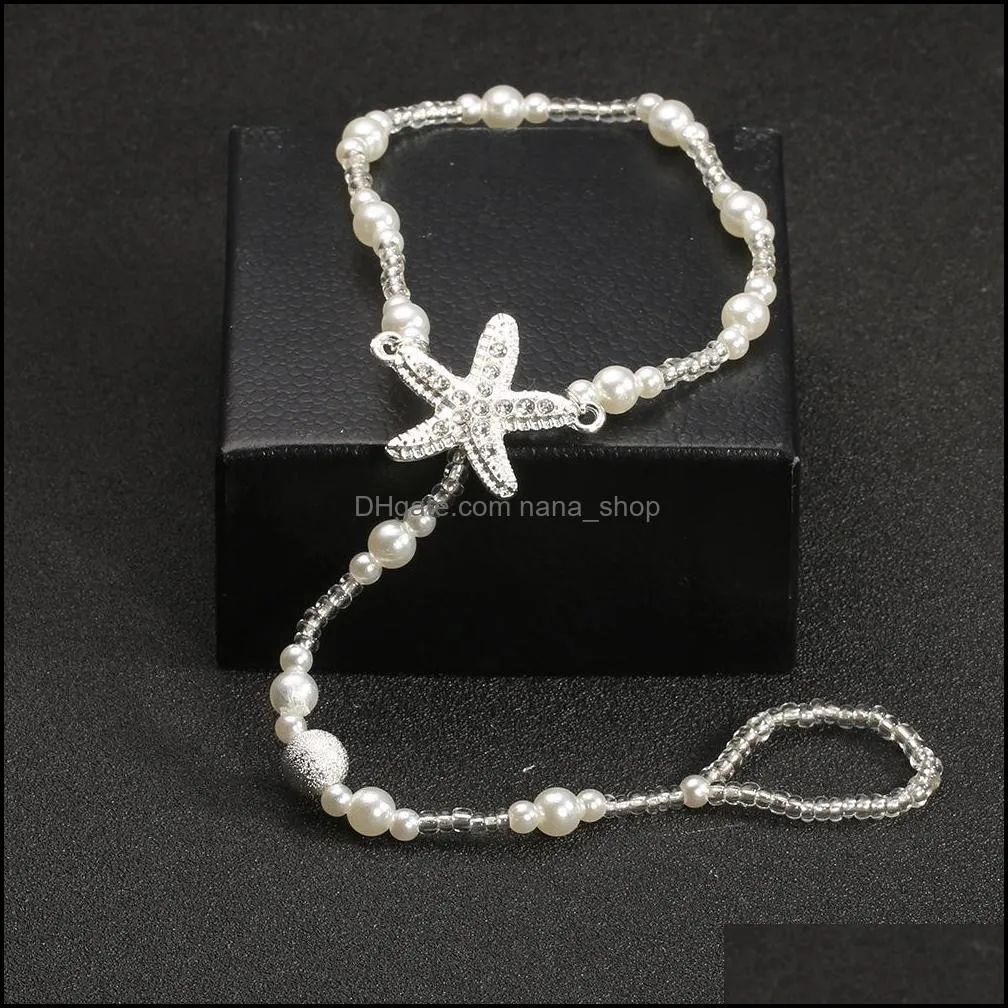 Pearl Starfish Ankle Chain Anklet Beach Wedding Foot Jewelry Barefoot Sandal Chains For Women