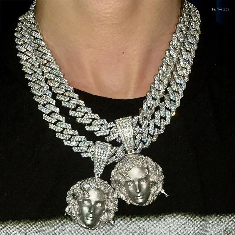 Hanger Kettingen Hip Hop Medusa Met Big Crystal Miami Cuabn Collier Voor Mannen Vrouwen Mode Snake Queen Sieraden Drop