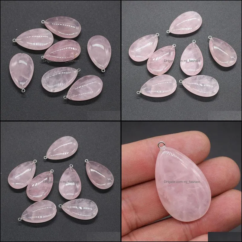 22x38mm waterdrop natural stone charms reiki healing rose quartz crystal stones pendant for necklace earrings jewelry mjfashion