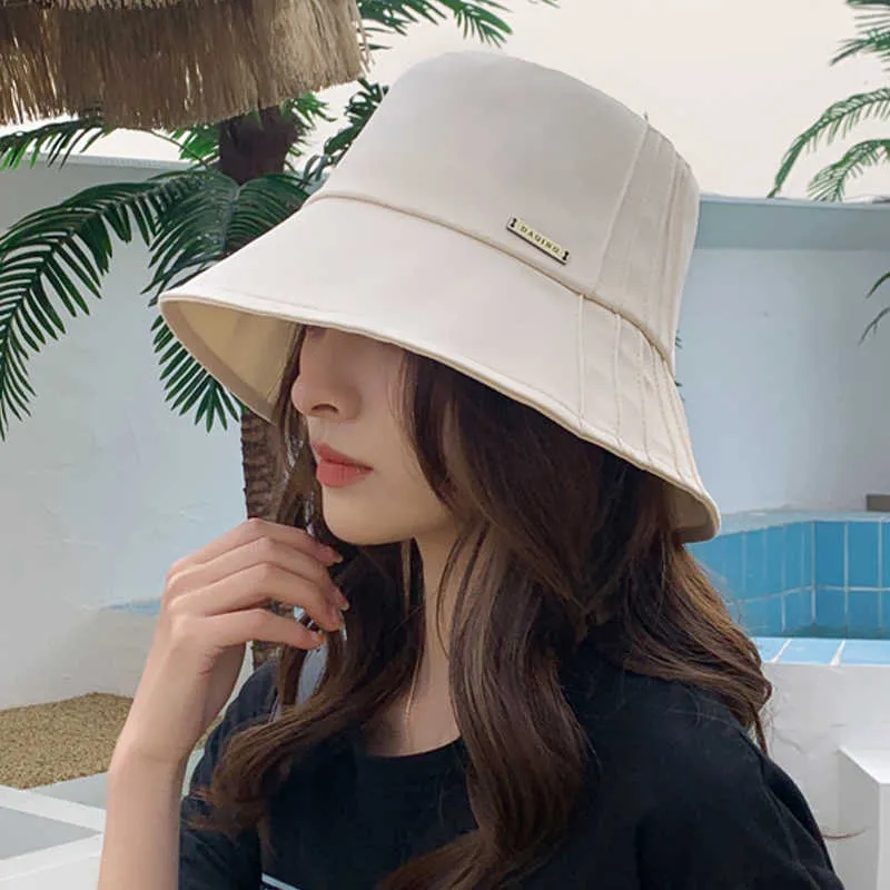 Unisex Pleats Girly Summer Bucket Hat Fashion Women Designer Basin Berretto da pescatore casual a tesa larga femminile Bob Panama