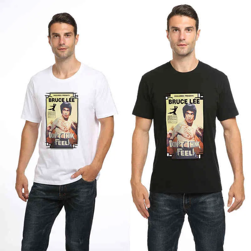 Camiseta de marca para hombre 2022, camiseta de algodón de manga corta con estampado de Bruce Lee informal a la moda para hombre y mujer, camisetas para parejas callejeras
