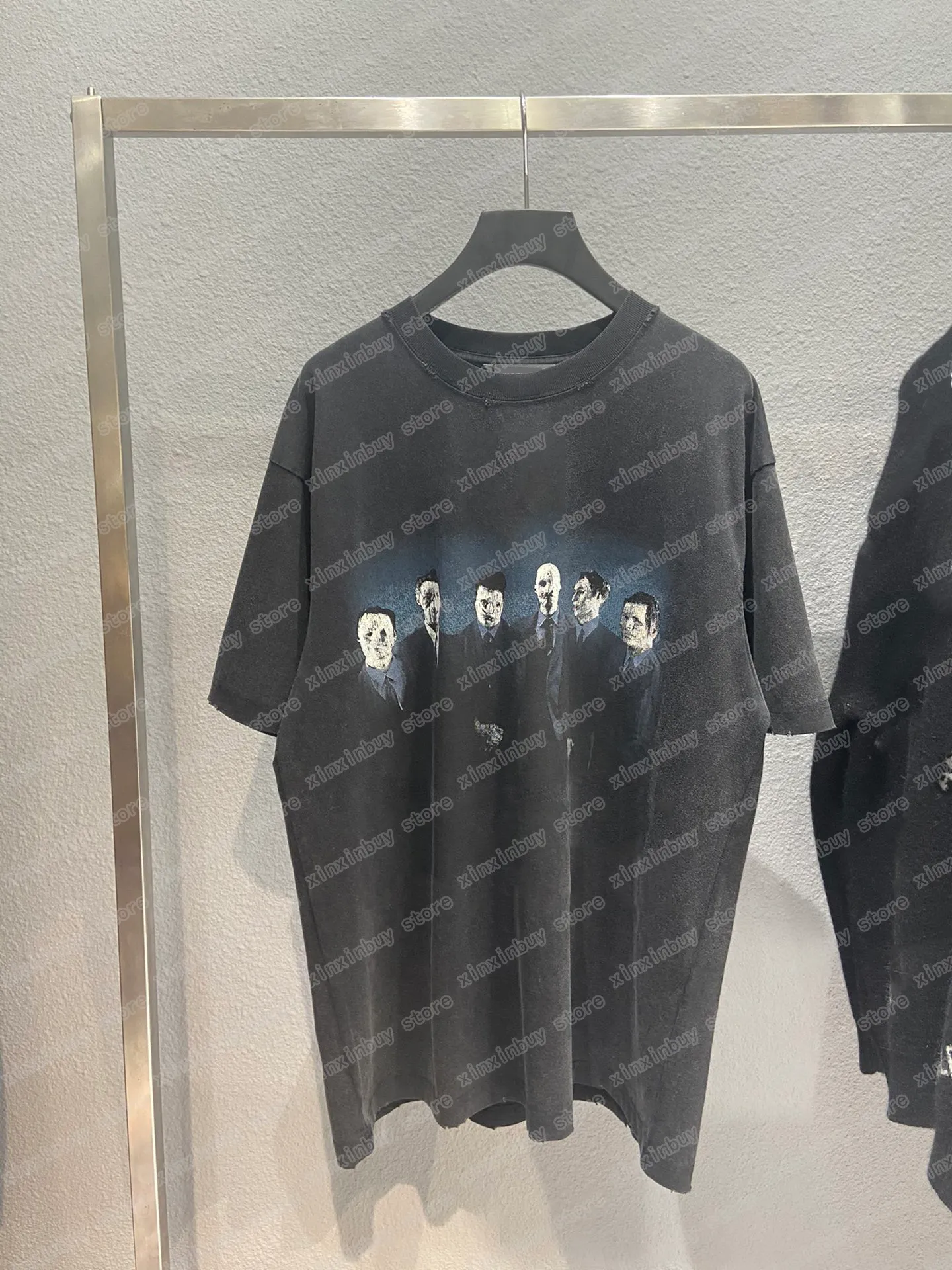 22ss Mujeres Diseñadores camiseta algodón banda estampado manga corta Hombre Cuello redondo Streetwear Negro blanco naranja xinxinbuy XS-L