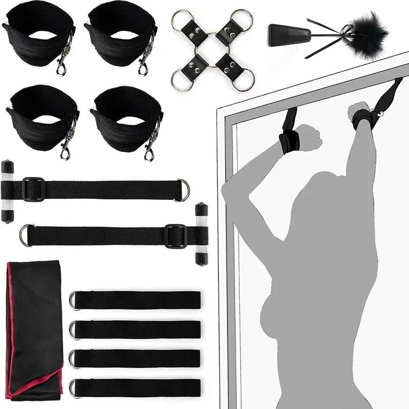 Manilles sur la porte serrure de chasteté menottes flirtant fétiche BDSM sexy Bondage contraintes esclave jouets érotiques pour femme Couple