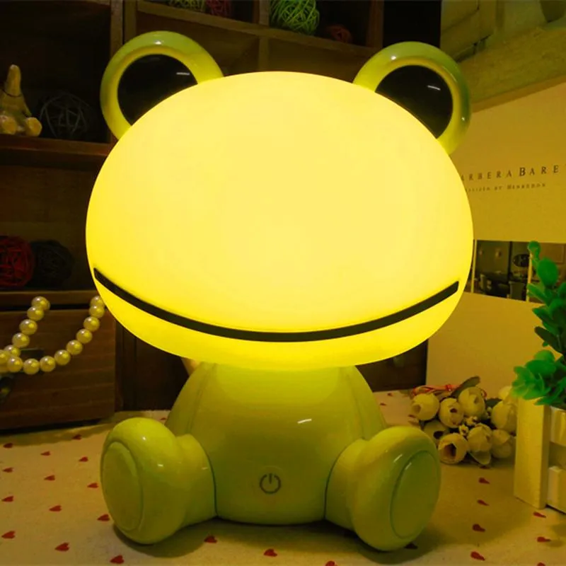 Lampes de table mignon grenouille lampe à LED enfants garçon fille cadeau chambre lampe de chevet Protection des yeux trois vitesses tactile USB nuit lampe de table