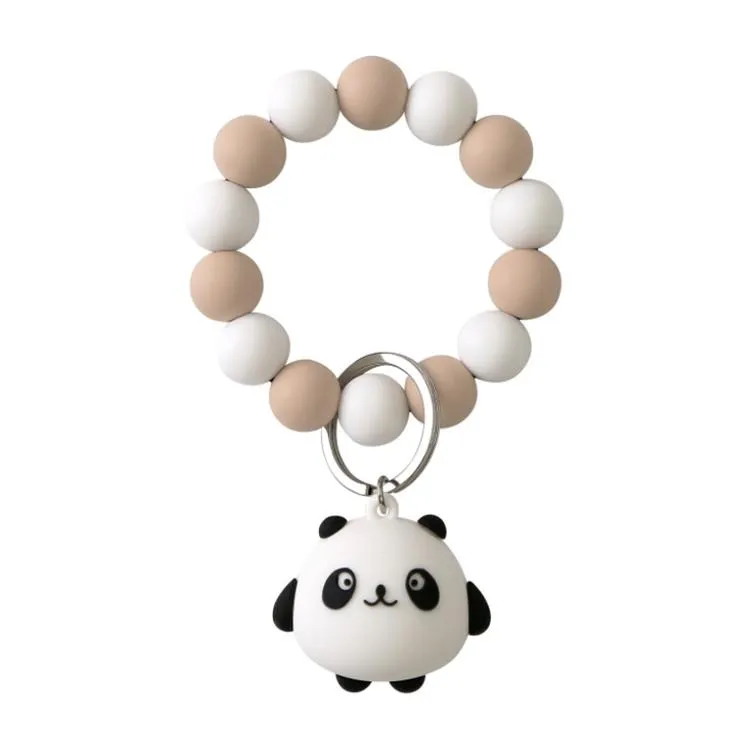 Cartoon Silicone Beads Bracelets Finger Toys Keychain Spot Colors Wristbands Decoration Keyring For Shoulder Bag