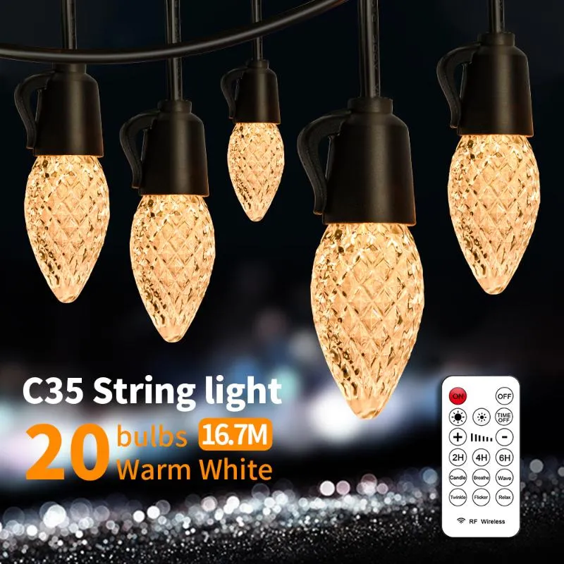 Strings Garland ciepła biała 16,7m 20 BULBS ŚWIATŁA C35 BULBS PAŁOTOWE KONTROTA