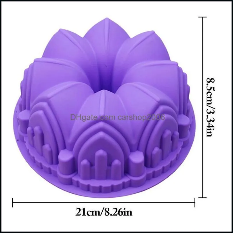 Kapmore 1pc Castle Shape Cake Mold Reusable Non Stick Crown Silicone DIY Baking Tools Accessories Random Color Moulds