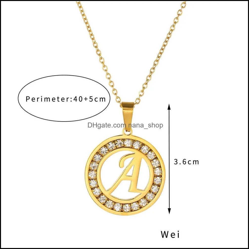 316L Stainless Steel 26 letters A-Z Necklace NEW Crystal Rhinestone Necklaces For Women Wedding Valentine`s Day Gifts