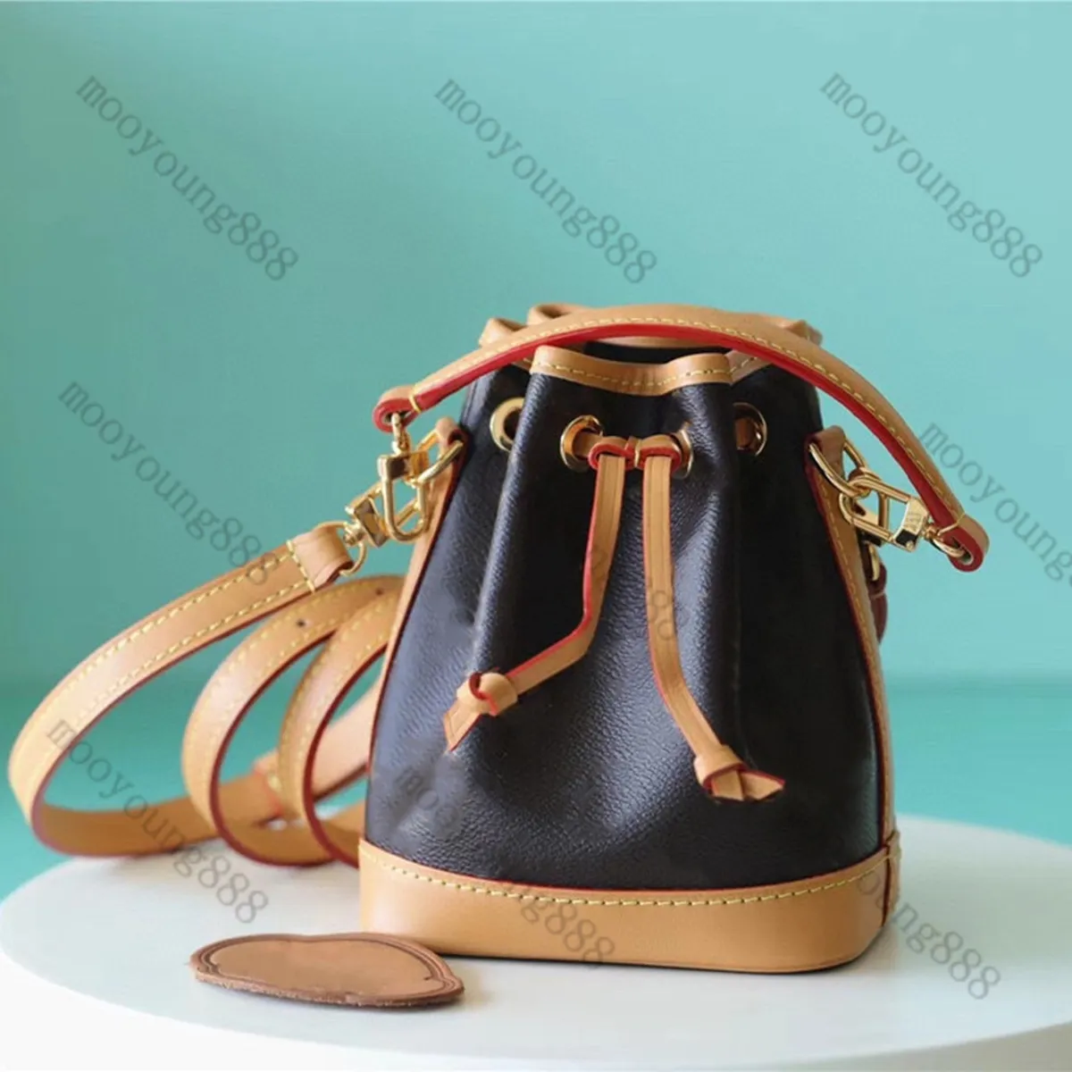 12A Upgrade Mirror Quality S Designer Womens Purse Noe Handbags Nano Genuine Leather Canvas Bucket Crossbody Brown Flower Shoulder Strap Box Bag