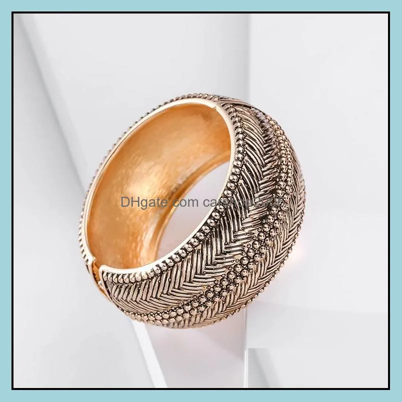 Nostalgic style wide side Bangle bracelet fashion design eight-characte pattern bracelets simple personality wrist drum shape boutique decoration jewelry