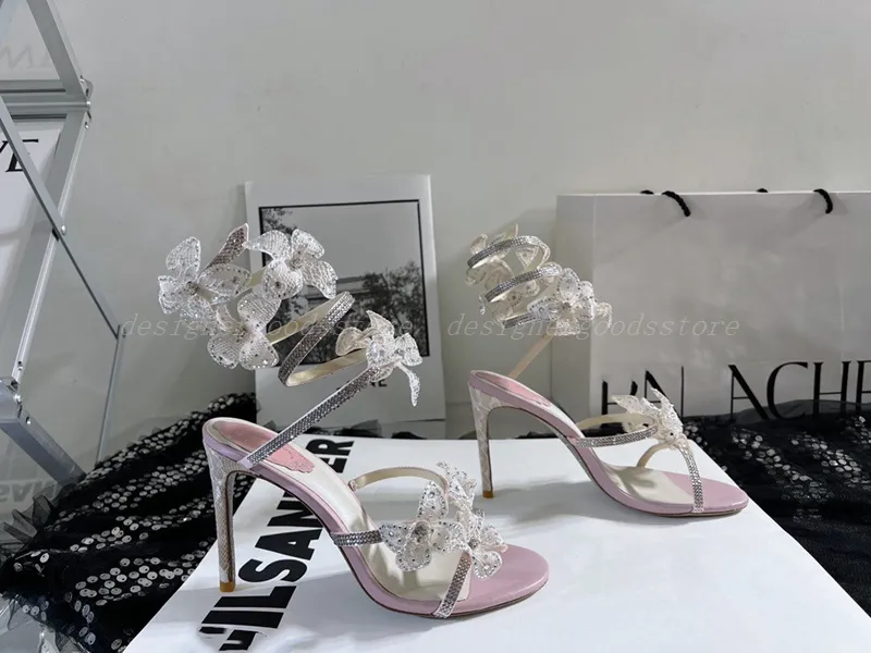 Sandales RC Designer Romantique Sandales Blanches Chaussures FLORIANE Matériaux de la plus haute qualité Fleurs Strass Caovilla Top Luxueux Fête Mariage Talons Hauts Taille 35-43