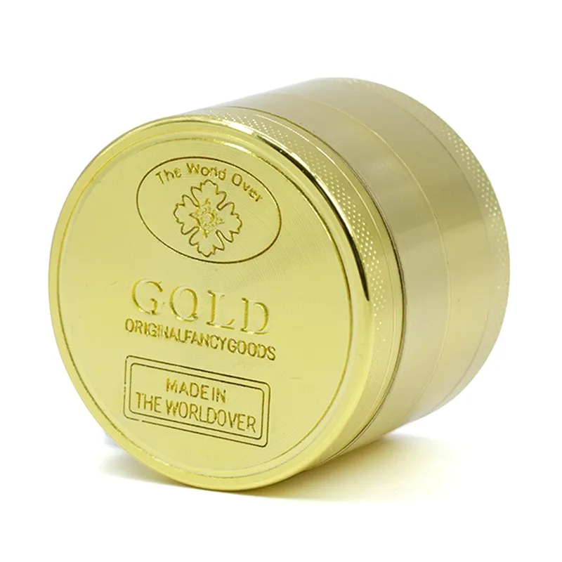 Groothandel goud 4 lagen 40 mm 50 mm diameter Grinder Rookaccessoires Zink Legering Tobacco Grinder Materiaal Kruid voor Hookahs Oil Dab Rigs Gr191