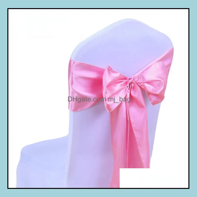 18x275cm satin chair sashes bow satin ribbon ties wedding chair sashes colorful festival supplies 24 color satin bow for wedding