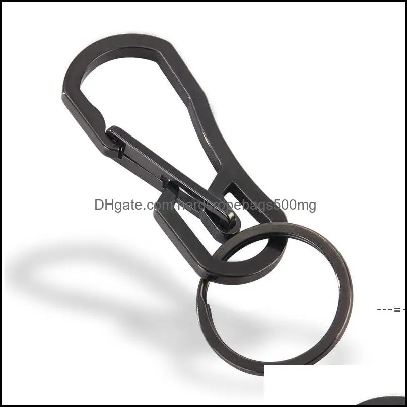 NEWHeavy Duty keychain Stainless steel Black gold Carabiner Car for Men Women fashion jewelry will and sandy RRF12267