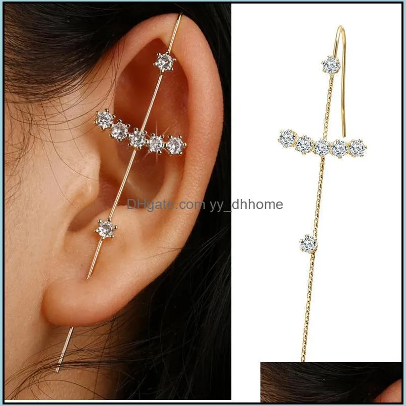 rhinestone earcuffs earrings fashion jewelry for women girls ear crawler hook piercing cartilage clip wedding earring gifts