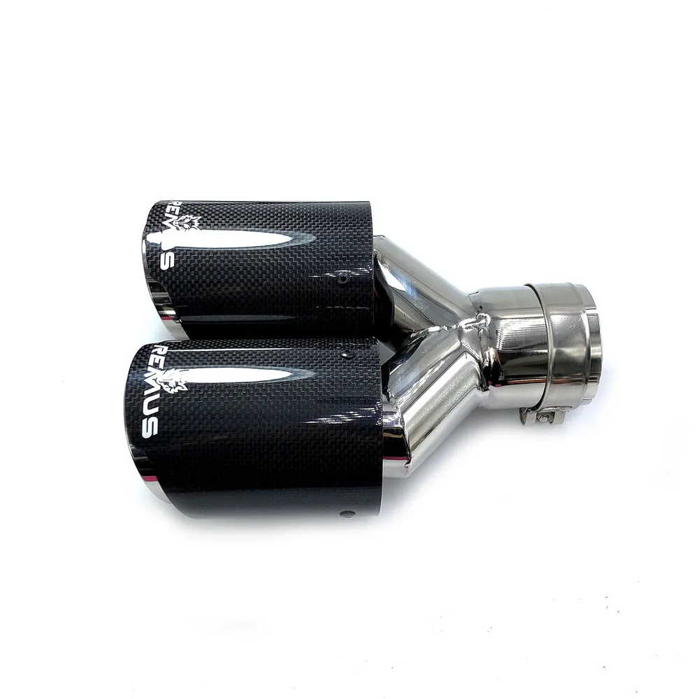 1 Piece Car Big Exhaust Pipe Matte Black Universal For Remus Logo Muffler Tip Stainless Steel Carbon Fiber Rear Tails Nozzles
