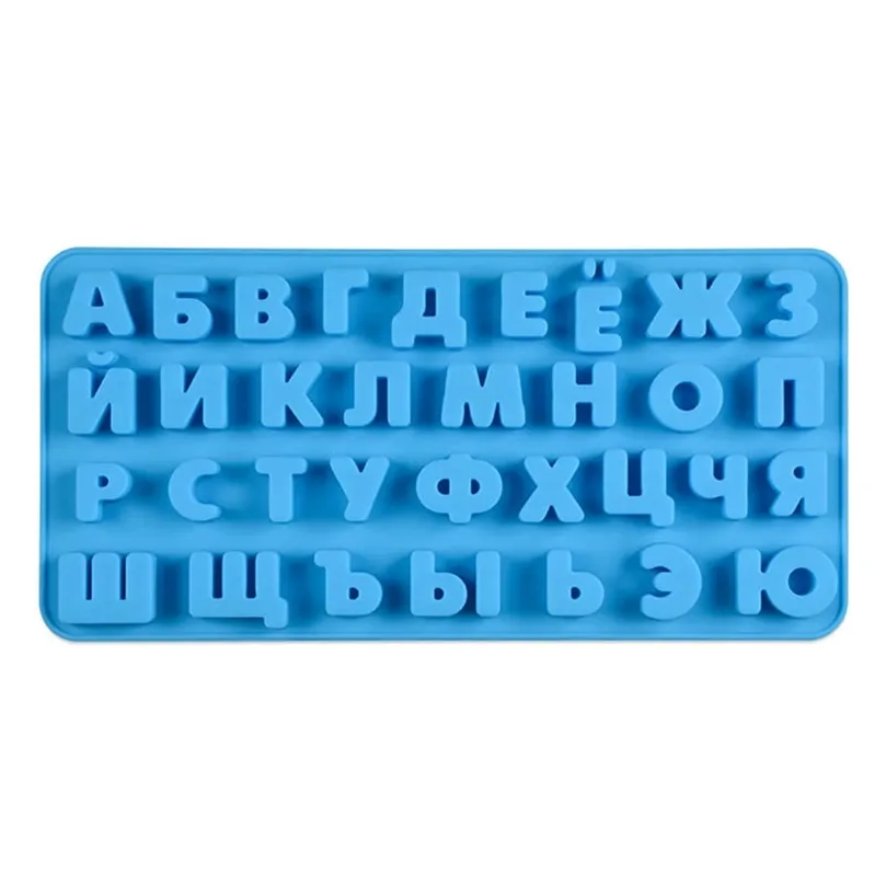 3D Russian Alphabet Silicone Mold Letters Chocolate Mold Cake Decorating Tools Tray Fondant Molds Jelly Cookies Baking Mold 220815