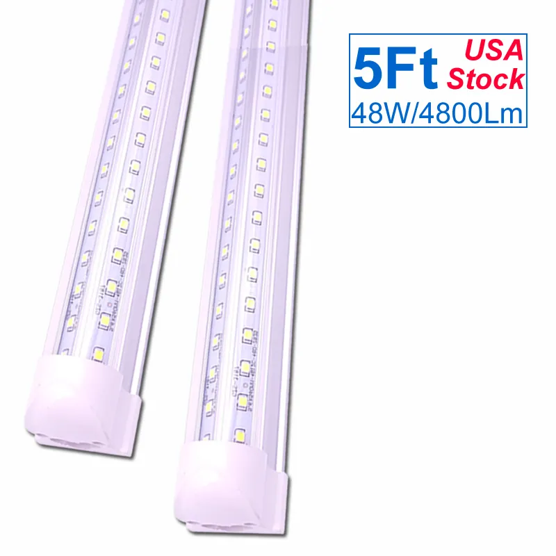 5FT LED Shop Lights , 60 Inch Linkable Integrated Tube Bulbs , V Shape 45W 48W Cooler Lights , 60'' Direct Wired Ceiling and Utility Strip Bar Lamp OEMLED