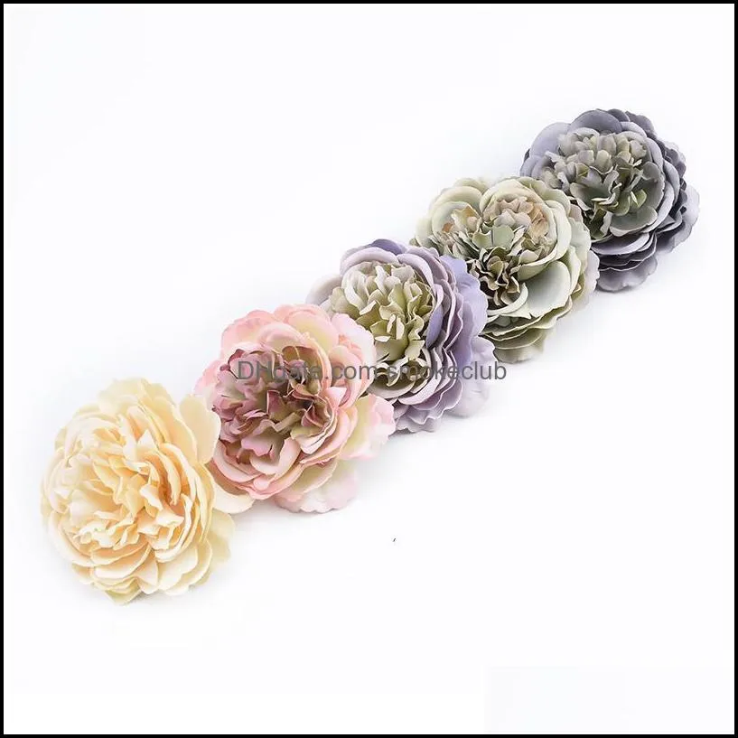 5pcs Retro Peony Head Scrapbooking Wedding Flowers Wall Decorative Flowers Wreaths Party Home Decoration Accessories Fak jllxGG