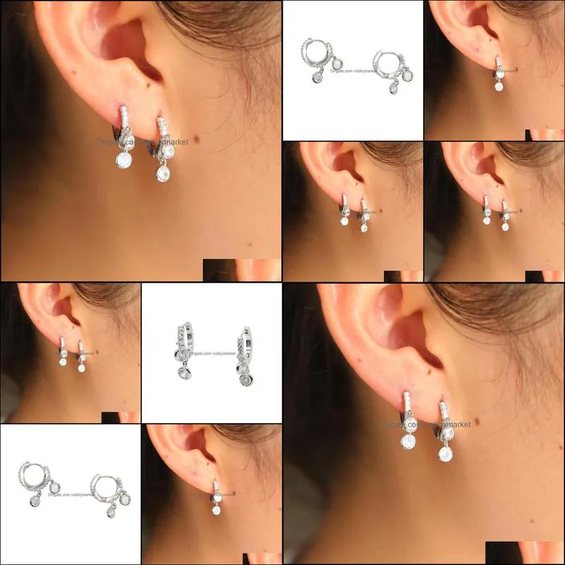 2018 High quality fine 925 Sterling Silver Small tiny CZ Round Rhinestones stud Earrings cute girls Women hot Fashion delicate Jewelry