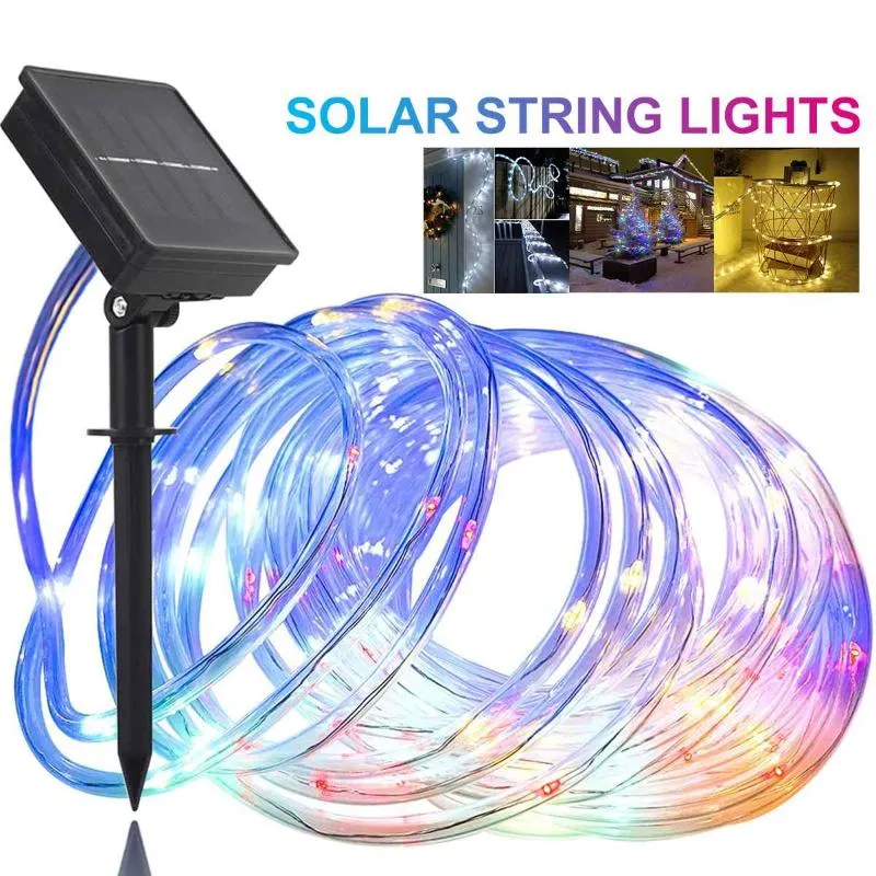 Strängar 300 lysdioder Solenergi Rep Tube String Lights Outdoor Waterproof Fairy Garden Garland för jul Yard Decorationled LED