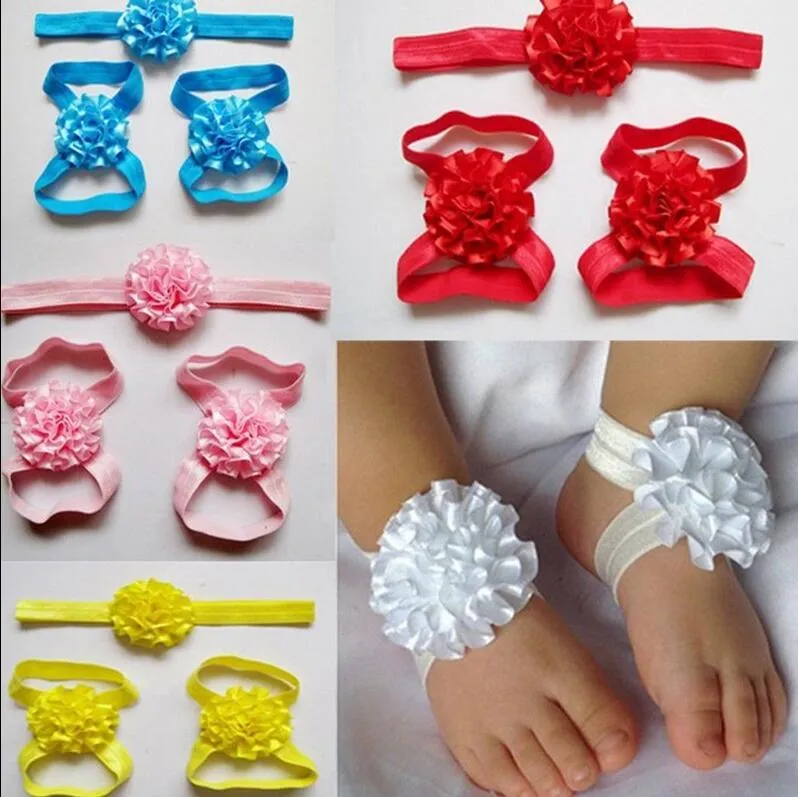 Newborn Cute Headband Foot Flowers Infants Accessories Baby Head Flower ys222