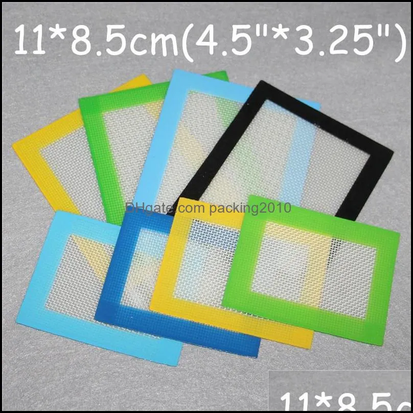 Silicone Mats Wax Non-Stick Pads Silicon Dry Herb Mats 11*8.5cm Food Grade Baking Mat Dabber Sheets Jars Dab Pad Green Blue Yellow