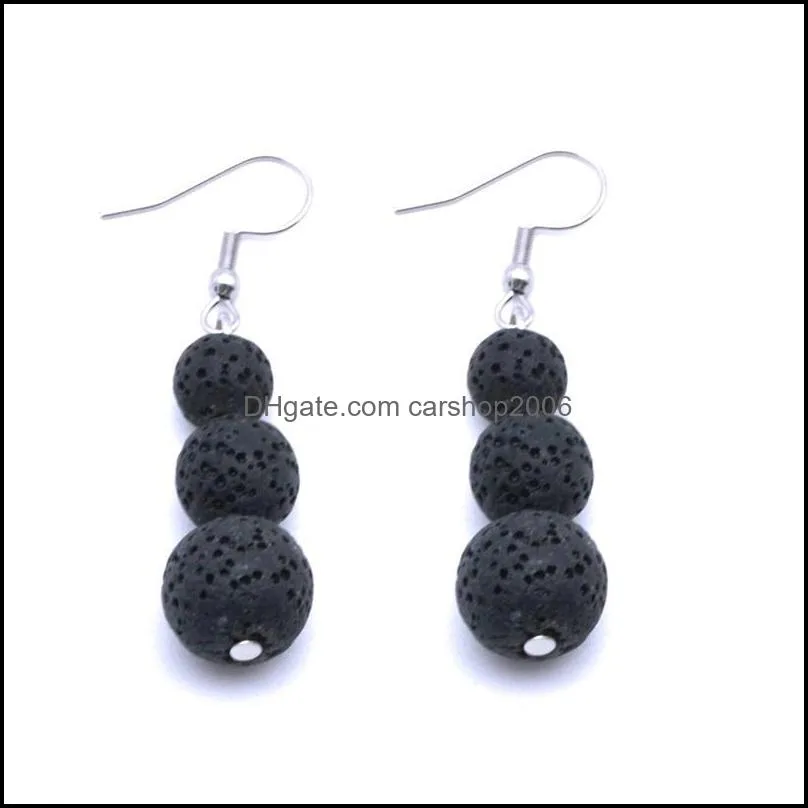 8mm 10mm 12mm lava stone charms earrings diy essential oil diffuser jewelry women volcanic beads earring