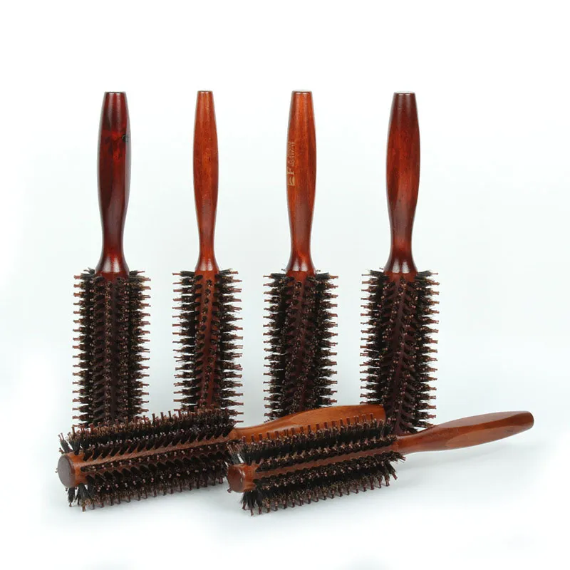 5 tipos de cabelo de sarja reto pente de pente natural Rolamento rolando barril redondo soprando a ferramenta de estilo de cabeleireiro diy