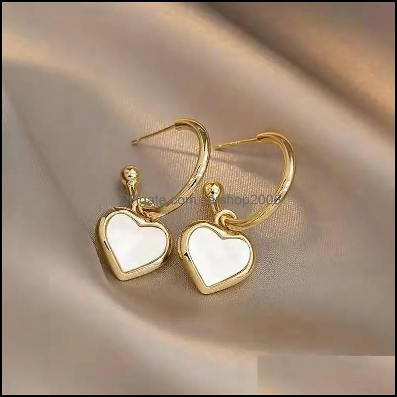 Gold Color Heart Stud Earrings Round Circle Earring For Women Gift Fashion Party Jewelry Brincos