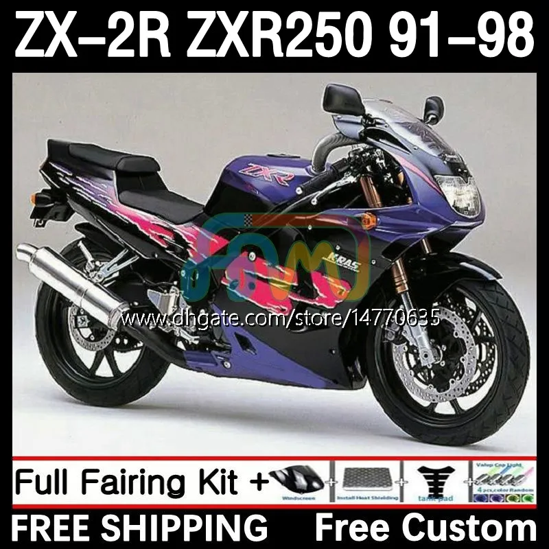 Corpo Per KAWASAKI NINJA ZX2R ZXR250 ZX 2R 2 R R250 ZXR 250 89-98 9DH.70 ZX-2R ZXR-250 91 92 93 94 95 96 97 98 ZX-R250 1991 1992 1993 1994 1995 1 996 1997 1998 Carena viola lucido