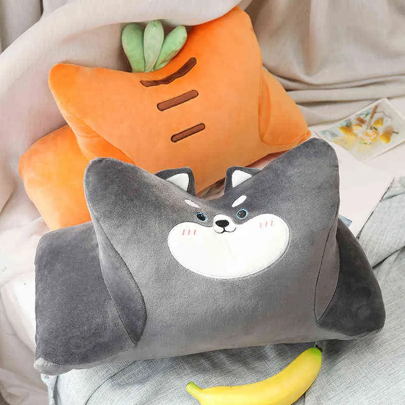CM Cartoon Shiba inu husky marchewkowa pluszowa zabawka wypełniona miękkie rośliny zwierząt poduszka śpiąca dla dzieci Prezenty J220704